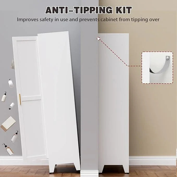 71” Tall Pantry Storage Cabinet, Kitchen Cabinets, Metal Cupboard with 4 Adjustable Shelves for Dining Room, Bathroom, Living Room - ModernBath