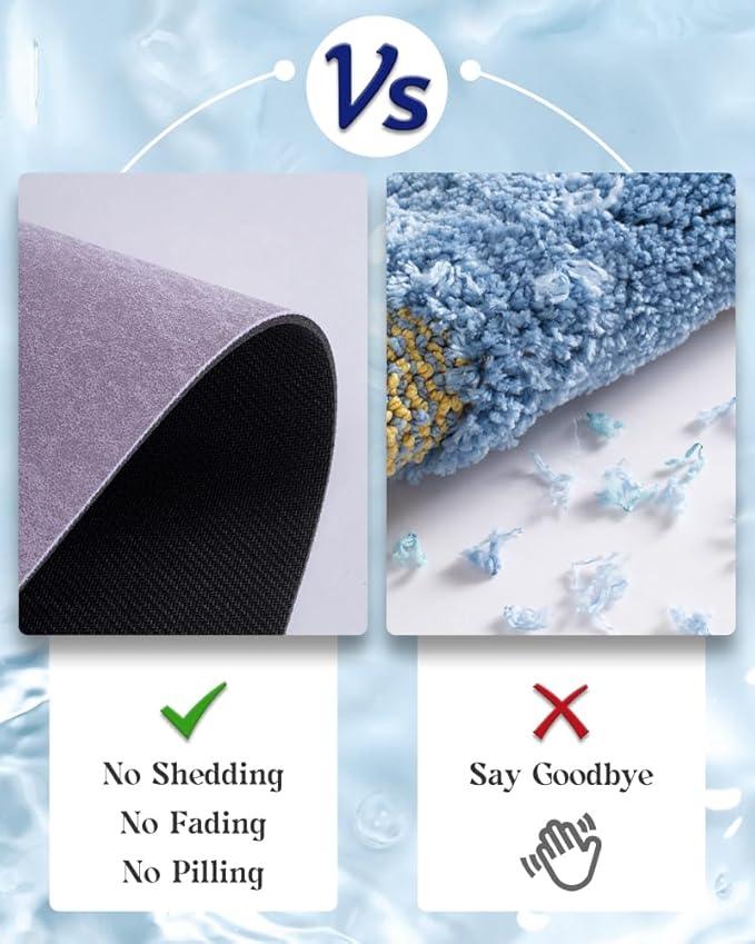 MontVoo -Bath Mat Rug-Rubber Backing Non Slip Quick Dry Absorbent Thin Bathroom Rugs Fit Under Door-Faux Suede Surface Bathroom Floor Mats-Shower Rug for in Front of Bathtub Shower Lavender 16"x24" - ModernBath
