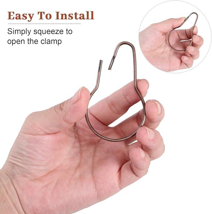 Geetery 150 Pcs Metal Shower Curtain Hooks Rust Proof Reusable Shower Curtain Hangers Multi Functional Stainless Steel Shower Curtain Rings for Bathroom Bedroom Kitchen (Bronze) - ModernBath