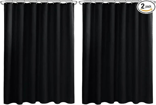 Nasitos Fabric Shower Curtain Liners 2 Pack - W72 x H72 - Washable & Water Resistant Lightweight Cloth Shower Liners for Bathroom, Soft Hotel Quality, Standard Size (Black, 4 Magnets Included) - ModernBath