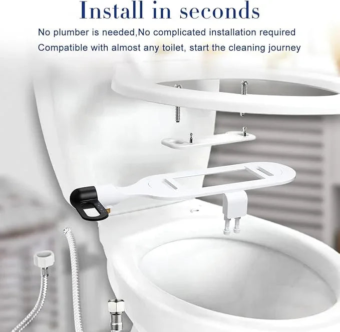 Bidet Toilet Seat Attachment Ultra Slim Bidet With Self Cleaning Dual Nozzle Adjustable Water Non Electric Bidet Fresh Water Spray for Sanitary and Feminine Wash (Black) - ModernBath