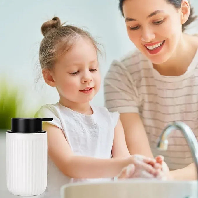 BosilunLife Dish Hand Soap Dispenser - White Liquid Pump soap Dispenser for Bathroom Decro 12oz Ceramic Kitchen Dish Dispenser with Rust-Proof Liquid Pump Modern Refillable Lotion Bottles - ModernBath