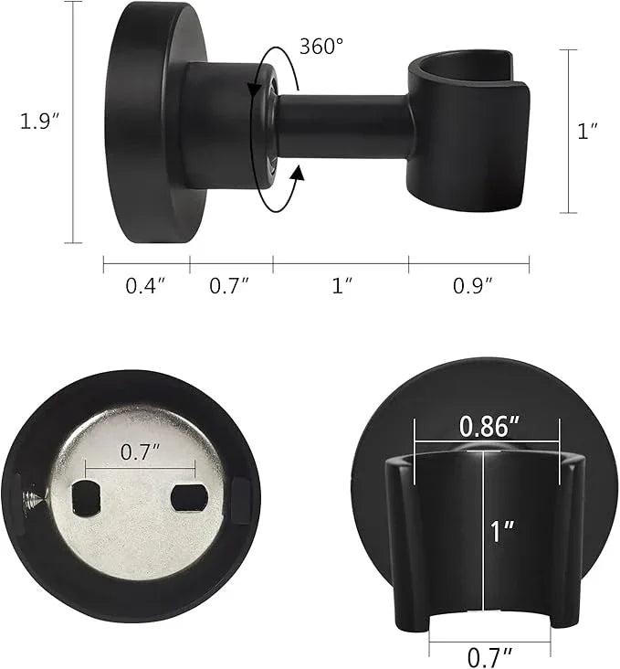 PHASAT Shower Head Holder Wall Mount SUS304 Stainless Steel Shower Wand Holder,Adjustable Handheld Shower Head Bracket Holder Matte Black,A13021B - ModernBath