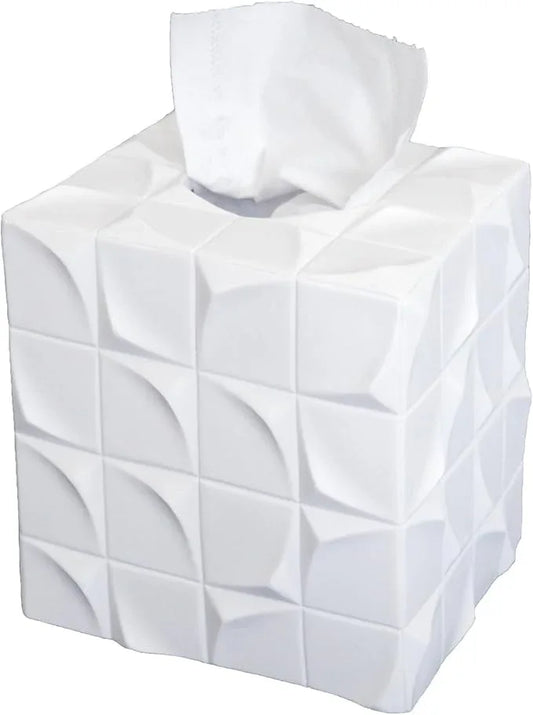 Hymmah Modern Square Tissue Box Cover Holder,Bathroom Accessories Decor Unique Design Tissue Box Cover for Bathroom Vanity Counter Tops Also Great for Bedrooms and Living Rooms - ModernBath