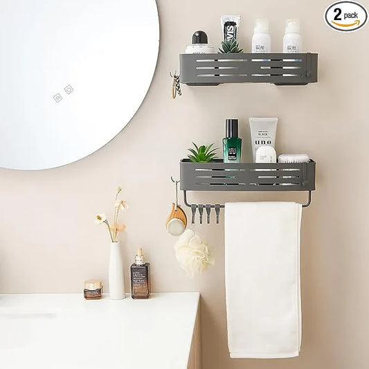 Shower Caddy Suction Cup, Space-Saving Shower Organizer Removable Storage Rack With Large Capacity, No Drilling Suction Shelves for Bathroom Storage & Home Decor(2 Tier Square-Gray) - ModernBath