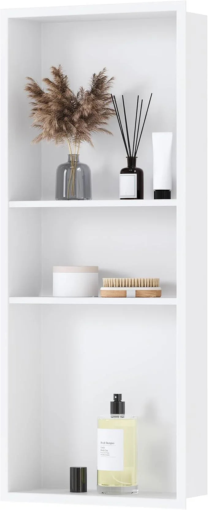 Qeke Stainless Steel Shower Niche 12" X 30", No Tile Needed Wall Niche Three-Tier, Recessed Shower Shelf for Bathroom Storage, Matte White - ModernBath