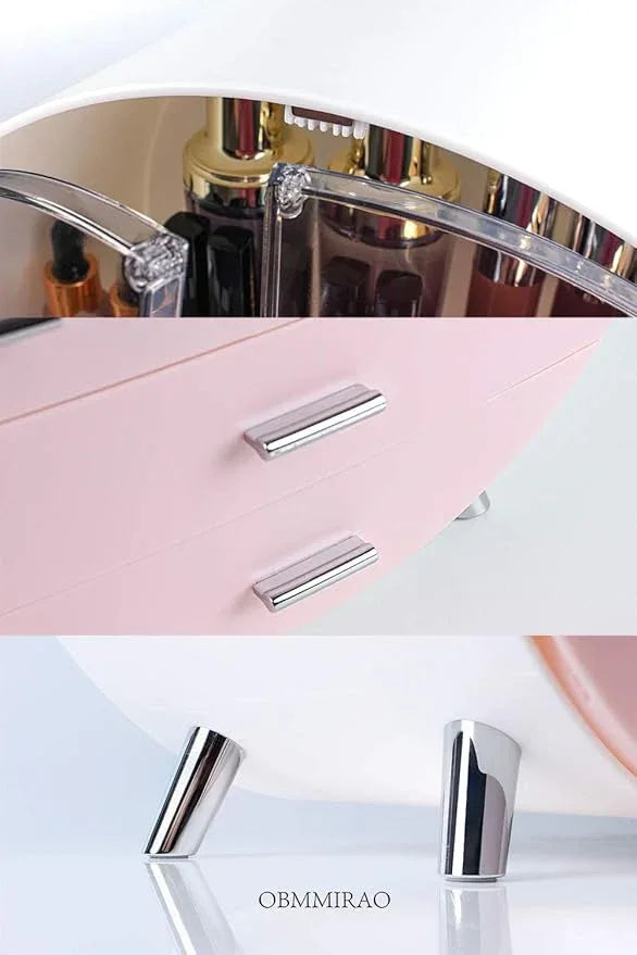 OBMMIRAO Elegant Dustproof Makeup Storage Organizer Box, Waterproof Large Cosmetics Organizer Storage with Drawers Skincare Cosmetic Display Cases for Countertop Bathroom Dresser Dedroom - ModernBath