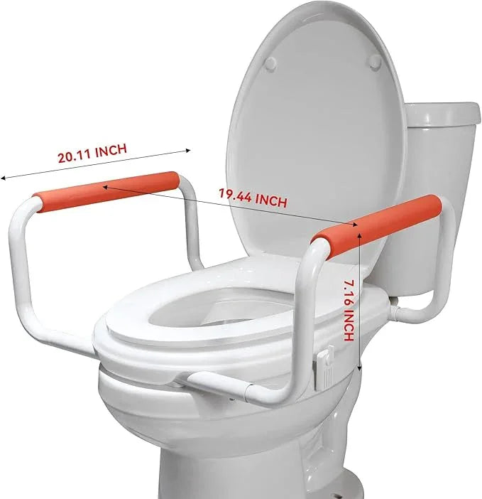 R&T Toilet Seat Riser 2" Raised Seat with Removable Padded Handles Fit for Elongated Toilets - ModernBath
