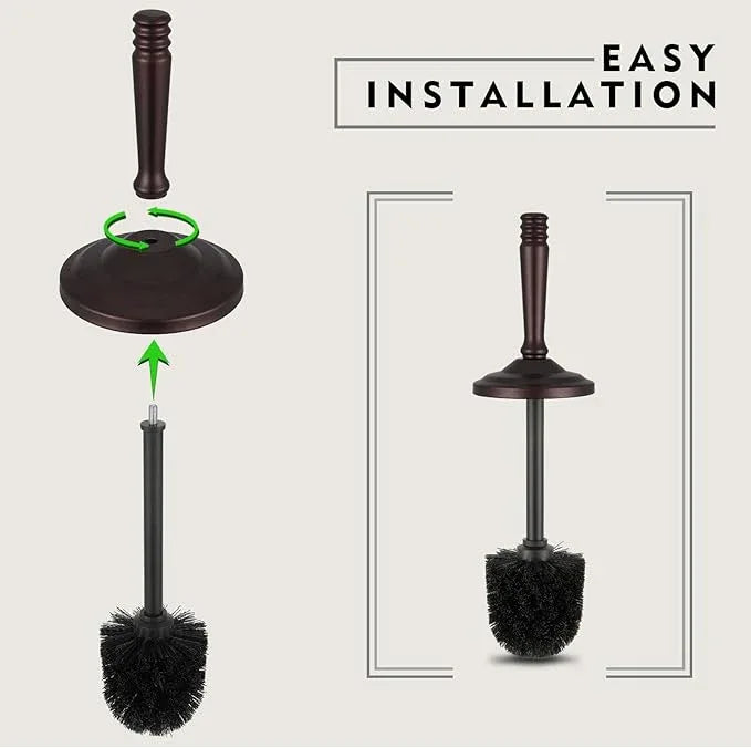 Bronze Toilet Brush and Holder Set, Stainless Steel Toilet Brush for Bathroom,Heavy Duty Bronze Toilet Bowl Brush and Holder,Deep Cleaning Modern Toilet Cleaner Brush -Space Saving, Covered Brush - ModernBath