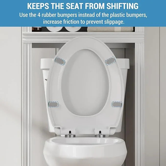 Soft Close Elongated Toilet Seat – Locking Hinges, Flat Lid, Quick-Release, Easy to Clean, Durable, Stable – Ideal for Bathroom, Family, Apartment, Hotel Global Fit– White, Elongated, Regular - ModernBath