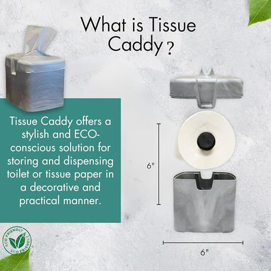 Tissuecaddy Life Hack Toilet Paper Dispenser - Money Saver Alternative to Tissue Box and Tissue Box Holder | Home, Bathroom, and More - Grey Granite