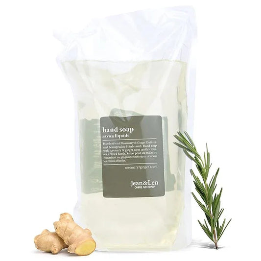 Moisturizing Liquid Hand & Body wash Rosemary Ginger Refill Pack by Jean&Len, silicone and paraben free with natural ingredients, vegan, 50.7 Fl. Oz. - ModernBath