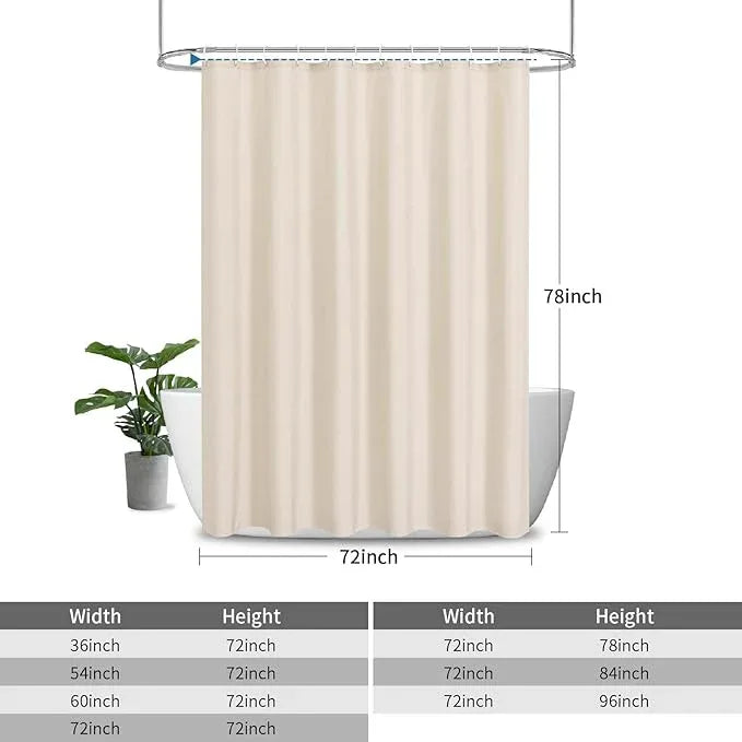 THAIGEE 2-in-1 Waterproof Long Fabric Shower Curtain or Liner,Linen Textured,78 Inch Breathable TPU & Washable Bathroom Shower Curtain Set with 12 Plastic Hooks,Modern,72"x78" Cream - ModernBath