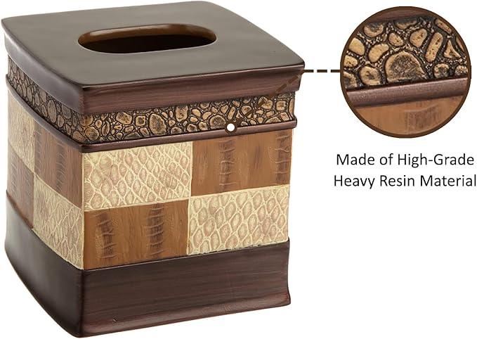 Zahari Home 2pc Zambia Animal Print Bath Accessories Set Waste Basket & Tissue Box Modern Classic Contemporary Decorative Beautiful Designs Bathroom Decor Set for Home Luxury Bath Set - ModernBath