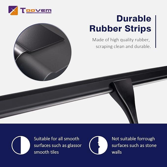 14'' Shower Squeegee, TOOVEM Squeegee for Shower Glass Door for Glass Doors, Windows, Bathroom, Car Windshield, Black - ModernBath