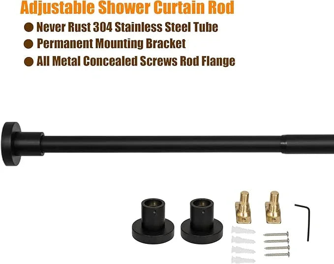Artiwell Heavy Duty Shower Rod, Adjustable Shower Curtain Rod, Expandable 47-84 Inch, Permanent Mount Shower Rod, Never Rust Stainless Steel For Window Curtain and Closet, Matte Black - ModernBath