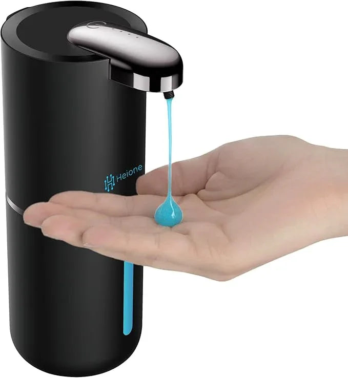 Heione Automatic Touchless Liquid Soap Dispenser, Black, 12.8 oz, USB-C Rechargeable, IPX5 Waterproof for Bathroom, Shower & Kitchen (Shampoo/Gel/Dish Soap), Wall Mount or Countertop (Black (Liquid)) - ModernBath