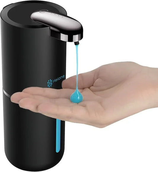 Heione Automatic Touchless Liquid Soap Dispenser, Black, 12.8 oz, USB-C Rechargeable, IPX5 Waterproof for Bathroom, Shower & Kitchen (Shampoo/Gel/Dish Soap), Wall Mount or Countertop (Black (Liquid)) - ModernBath