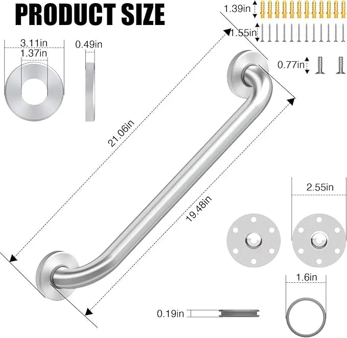 ROTHLEY 18 Inch Grab Bar for Bathtubs and Showers: Stainless Steel Shower Grab Bar Wall Mounted Shower Handle with Concealed Screws Anti Slip Saft Handle for Elderly Seniors (Brushed Nickle) - ModernBath