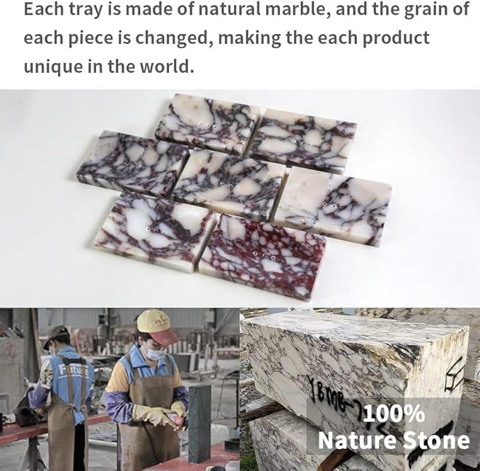 Luxurious Natural Marble Soap Dish Tray Marble Soap Holder Trinket Plate for Bathroom Sink Kitchen Countertop Bedroom Vanity Bathroom Accessory Rectangular（2 Combinations） - ModernBath