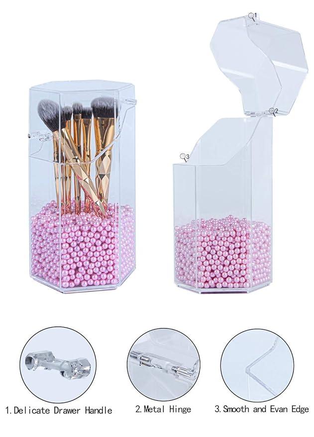 OBMMIRAO Elegant Dustproof Makeup Storage Organizer Box, Waterproof Large Cosmetics Organizer Storage with Drawers Skincare Cosmetic Display Cases for Countertop Bathroom Dresser Dedroom - ModernBath