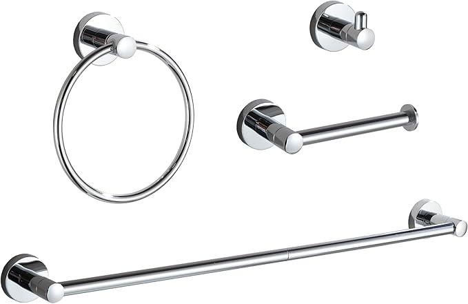 BGL Bathroom Accessory Set Chrome 4 Pieces Bathroom Towel Rack 24 Inches Adjustable Bathroom Hardware Set - ModernBath