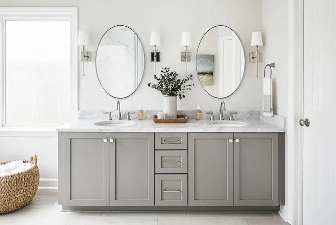 ANDY STAR Chrome Bathroom Mirror, Oval Chrome Mirror for Bathroom 20x28 Inch, Polished Chrome Anti-Rust Stainless Steel Metal Frame for Bathroom - ModernBath