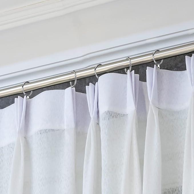 Qunclay 100 Set 0.98 Inch Metal Curtain Rings with Eyelets Curtain Hooks for Drapes and Metal Drapery Pin Drapery Hooks for Window Door Shower Bathroom Rings (Silver) - ModernBath