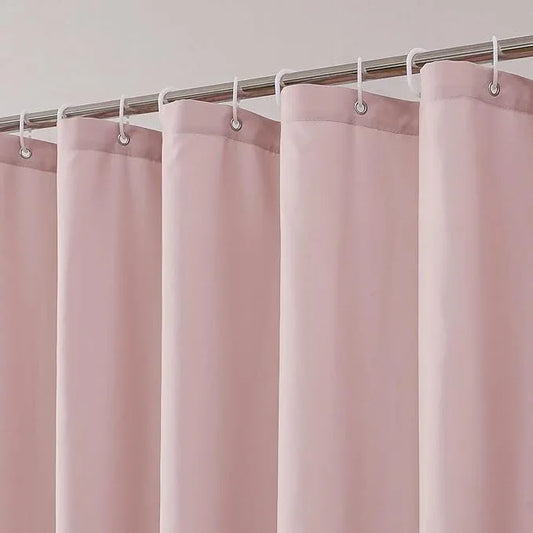 OVZME Zora 84 Inch Shower Curtain Set with 12 Plastic Hooks, Plain Fabric Shower Curtain for Bathroom - Extra Long Shower Curtain, Water Resistance, Machine Washable Soft Cloth, 72WX84L, Blush Pink - ModernBath