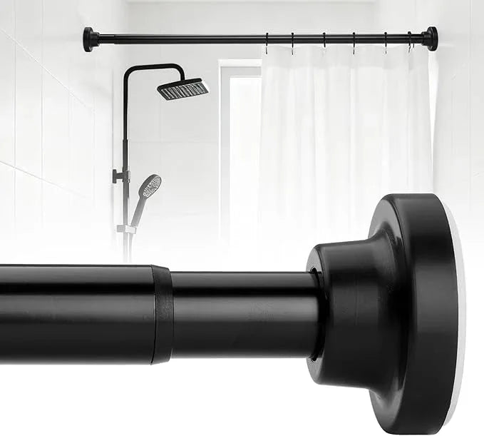 SILKVERSE Black Shower Curtain Rods 17-83 Inch, Adjustable 1" Diameter Drapery Telescoping Curtain Rods for Bathroom,No Drill Anti-Rust Non-Slip Heavy Duty Spring Tension Shower Rod - ModernBath