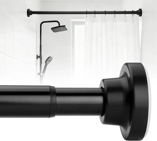 SILKVERSE Black Shower Curtain Rods 17-83 Inch, Adjustable 1" Diameter Drapery Telescoping Curtain Rods for Bathroom,No Drill Anti-Rust Non-Slip Heavy Duty Spring Tension Shower Rod - ModernBath