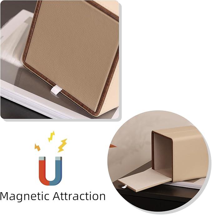 WUUAHOME Tissue Box Cover Square, Modern Leather Tissue Box Holder, Decorative Facial Tissue Paper Dispenser for Home Decor, Living Room, Hotel, Office, Restaurant, Cafe (Light Brown) - ModernBath