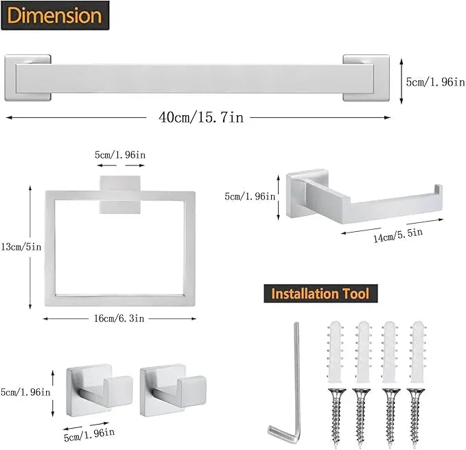 JOPOFI 5 Piece Bathroom Towel Bar Set - SUS304 Stainless Steel Bath Towel Holder, 15.7 Inch Towel Racks for Bathroom Wall Mounted, Bathroom Hardware Accessories Set - Brushed Nickel - ModernBath
