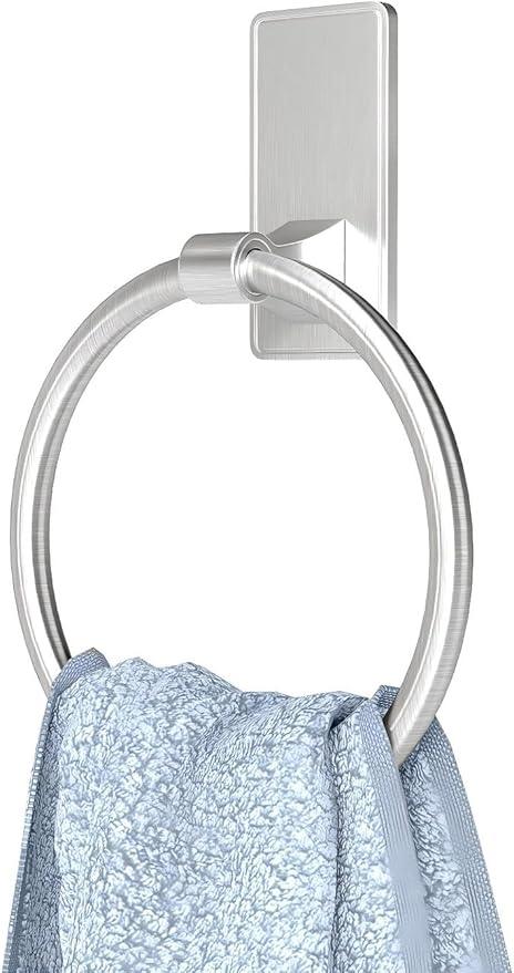 Towel Ring, SUS304 Hand Towel Holder for Bathroom，Adhesive Towel Holder Bathroom Towel Hanger for Bathroom, Kitchen, Brushed Nickel - ModernBath