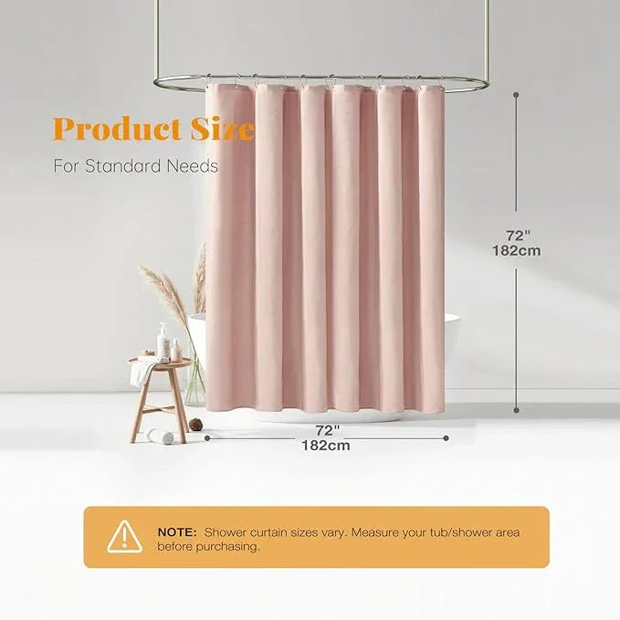 BTTN Blush Fabric Shower Curtain - Linen Textured Weighted Cloth Shower Curtain Set with 12 Plastic Hooks, Machine Washable, Hotel Spa Luxury, Decorative Neutral Bath Curtains for Bathroom, 72x72 - ModernBath