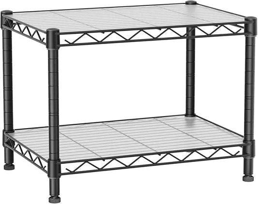 Small 2 Tier Shelves Storage Wire Shelving Unit Metal Shelf Adjustable Organizers Storage Shelving with Wheels for Bathroom Laundry Room Kitchen Pantry12”D x 18”W x 12.2”H Black - ModernBath