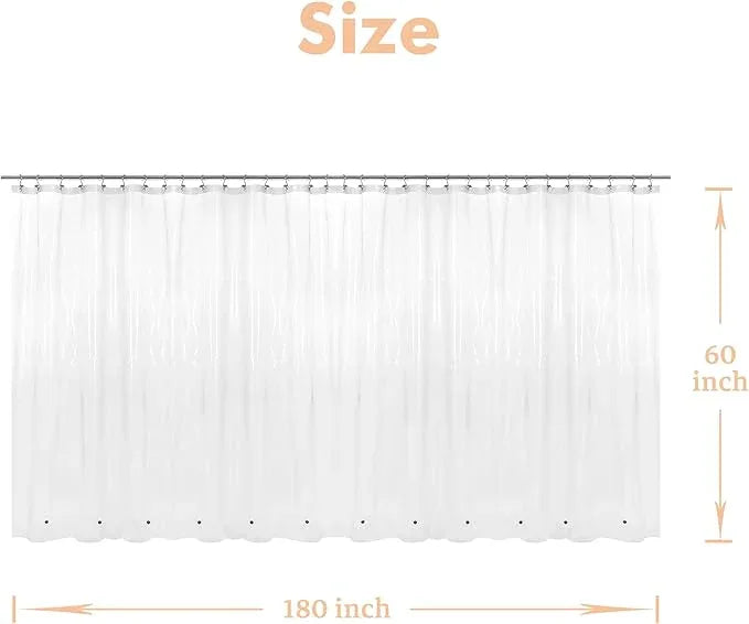 Mrs Awesome Clawfoot Tub Shower Curtain or Liner with 12 Magnets - Free 36 Hooks Included, Waterproof PEVA, 180" x 60", Clear - ModernBath