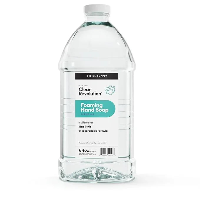 Clean Revolution Foaming Hand Soap Refill Supply Container, Ready to Use Formula, Spring Air Fragrance, 64 Fl Oz (Pack of 1) - ModernBath