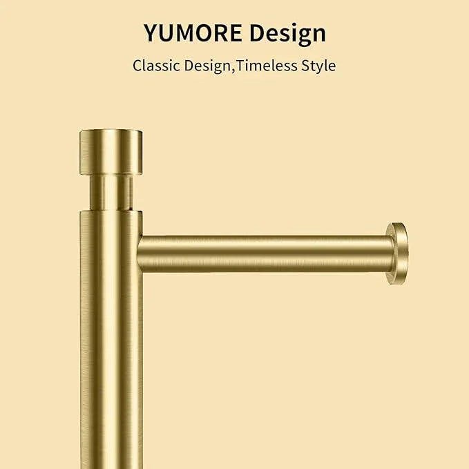 YUMORE Toilet Paper Holder Stand Freestanding, Weighted and Sturdy Stainless Steel Design with Non-Slip Cap, Gold Rustproof Tissue Roll Holder for Modern Bathroom, RV - ModernBath