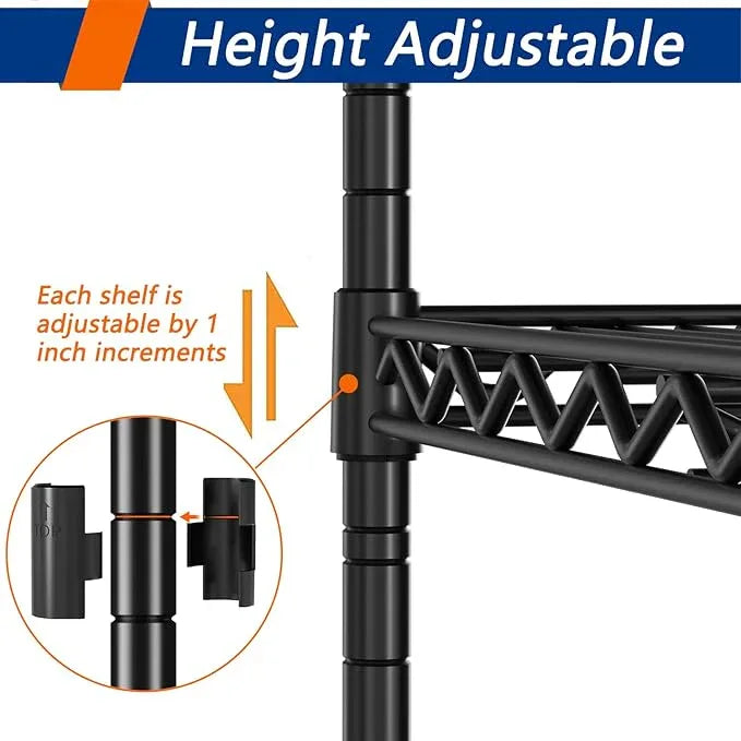 REGILLER 5-Wire Shelving Metal Storage Rack Adjustable Shelves,17.7" D×47.3" W×72.3" H Standing Storage Shelf Units for Laundry Bathroom Kitchen Pantry Closet - ModernBath