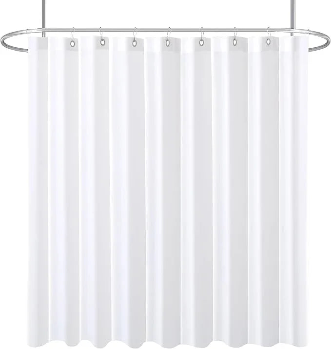 Biscaynebay Fabric Extra Wide Shower Liners for Clawfoot Tubs, White 180" by 72" Length, Water Resistant Fabric Rust Resistant Grommets Top Weighted Bottom Machine Washable - ModernBath