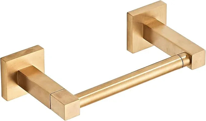Brushed Gold Toilet Paper Holder Wall Mount, Bathroom Toilet Paper Holder for SUS 304 Stainless Steel, Double Post Pivoting Square Toilet Paper Roll Holder for Bathroom RV Paper Towels for TP - ModernBath