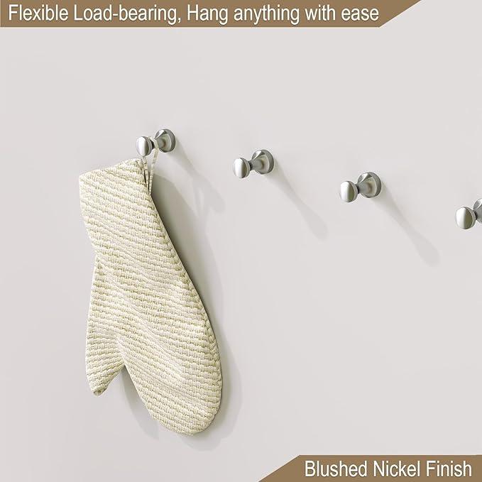 Epock Towel Hooks for Bathrooms Set of 3, Screw-in Stainless Steel Robe Coat Clothes Hook Bathroom & Kitchen Round Style Small Wall Hooks Rustproof -Brushed Silver - ModernBath