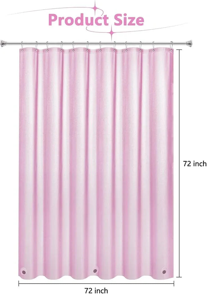 Seenus Waterproof Plastic Dreamy Pink Glitter Shower Curtain, Sparkle PEVA Shower Curtain Liner with 3 Large Magnets, 72 x 72 inch Blingbling Shimmery Bathroom Décor Shower Curtain Rose Pink - ModernBath