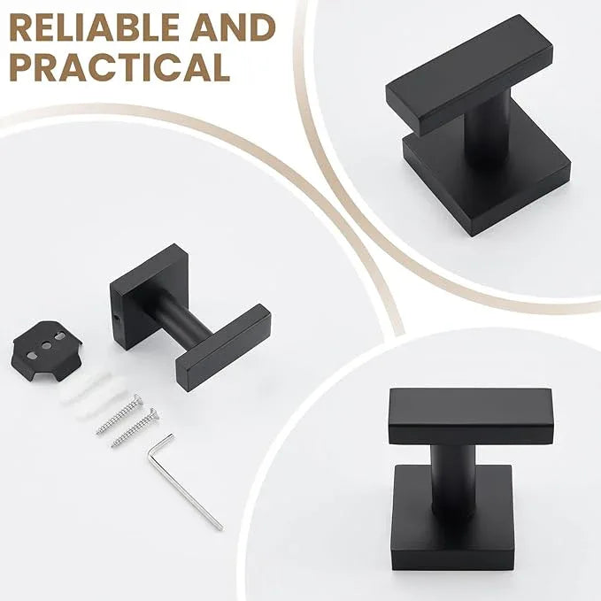 Suyar Bathroom Towel Hook, Stainless Steel Bath Robe Holder, Hand Towel Hanger Wall Mounted, Matte Black - ModernBath