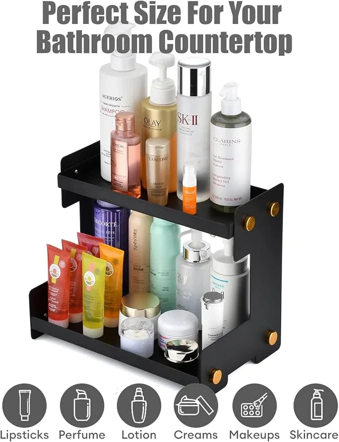 FFK 2 Tier Bathroom Countertop Organizer, Storage Shelf for Cosmetics, Ideal for Cabinet, Pantry, and Desktop, for Kitchen and Office - ModernBath
