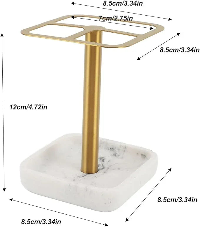 Fayelume Gold Toothbrush Holder, Stainless Steel Toothbrush Holder, Toothpaste Dispenser, 3 Slots, Space Saving, for Bathroom, Countertops - ModernBath