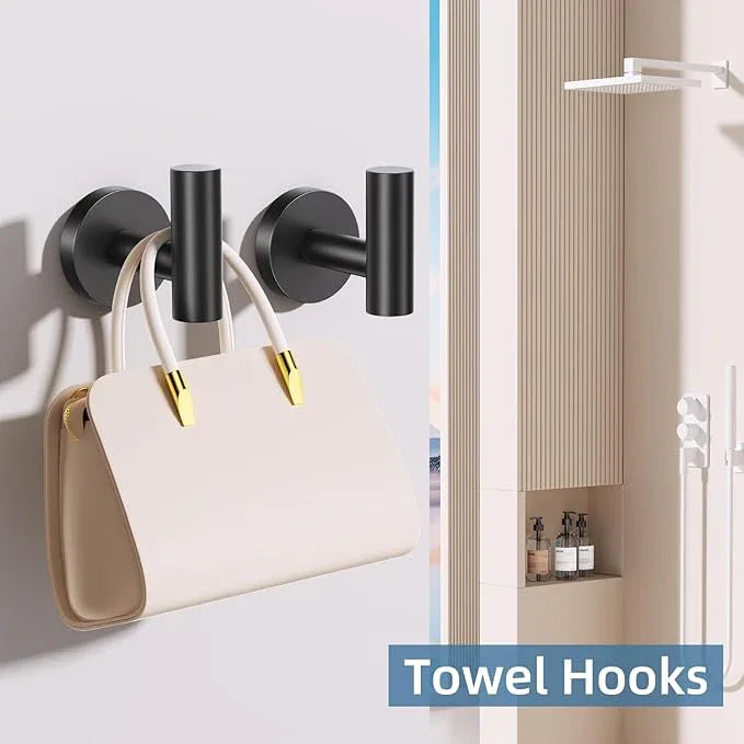 10 Pieces Matte Black Towel Bar Set, Black Bathroom Hardware Set Toilet Paper Holder Towle Racks for Bathroom Upgraded Stainless Steel Bathroom Towel Holder Set Bathroom Accessories - ModernBath