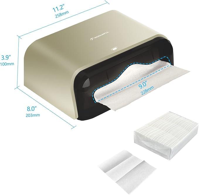 C-Fold Paper Towel Dispenser for Bathroom: Compact 200 Sheets Large Capacity for Multifold Hand Towel, No-Hole Installation Adhesive Paper Towel Holder Wall Mount - Gold - ModernBath