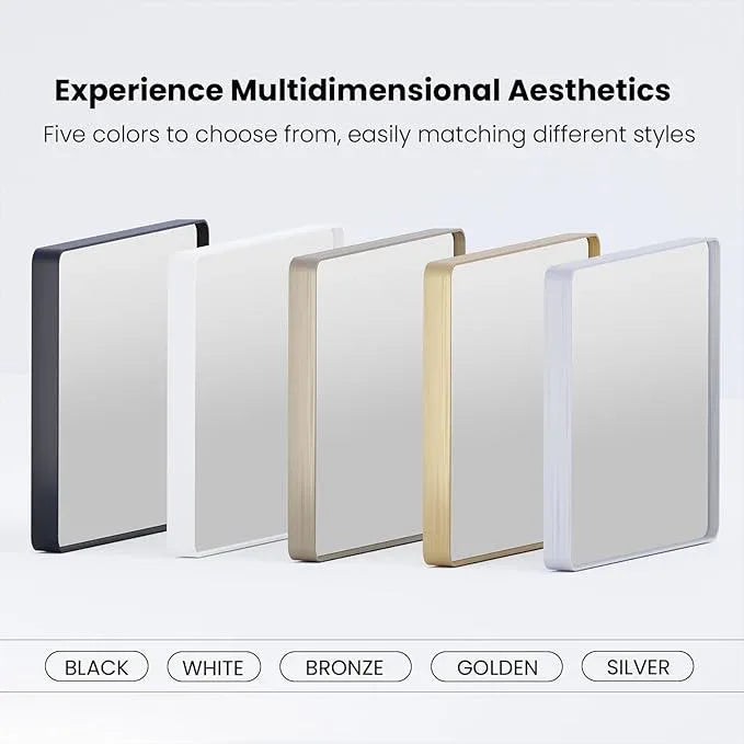 JISOSO White Bathroom Mirror 40x30 Inch, White Metal Framed Bathroom Mirror for Wall, Rounded Rectangle Matte Bathroom Vanity Mirror, Tempered Glass, Anti-Rust, Horizontal/Vertical - ModernBath